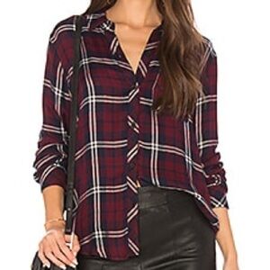Rails Gemini Honey Lurex in Cranberry Flannel Shirt Size M